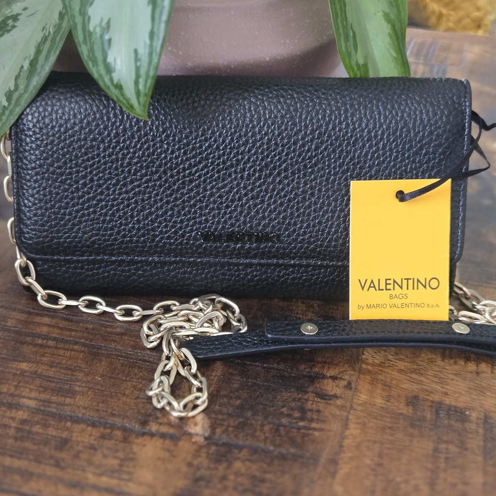 Valentino Black Leather Chain Wristlet